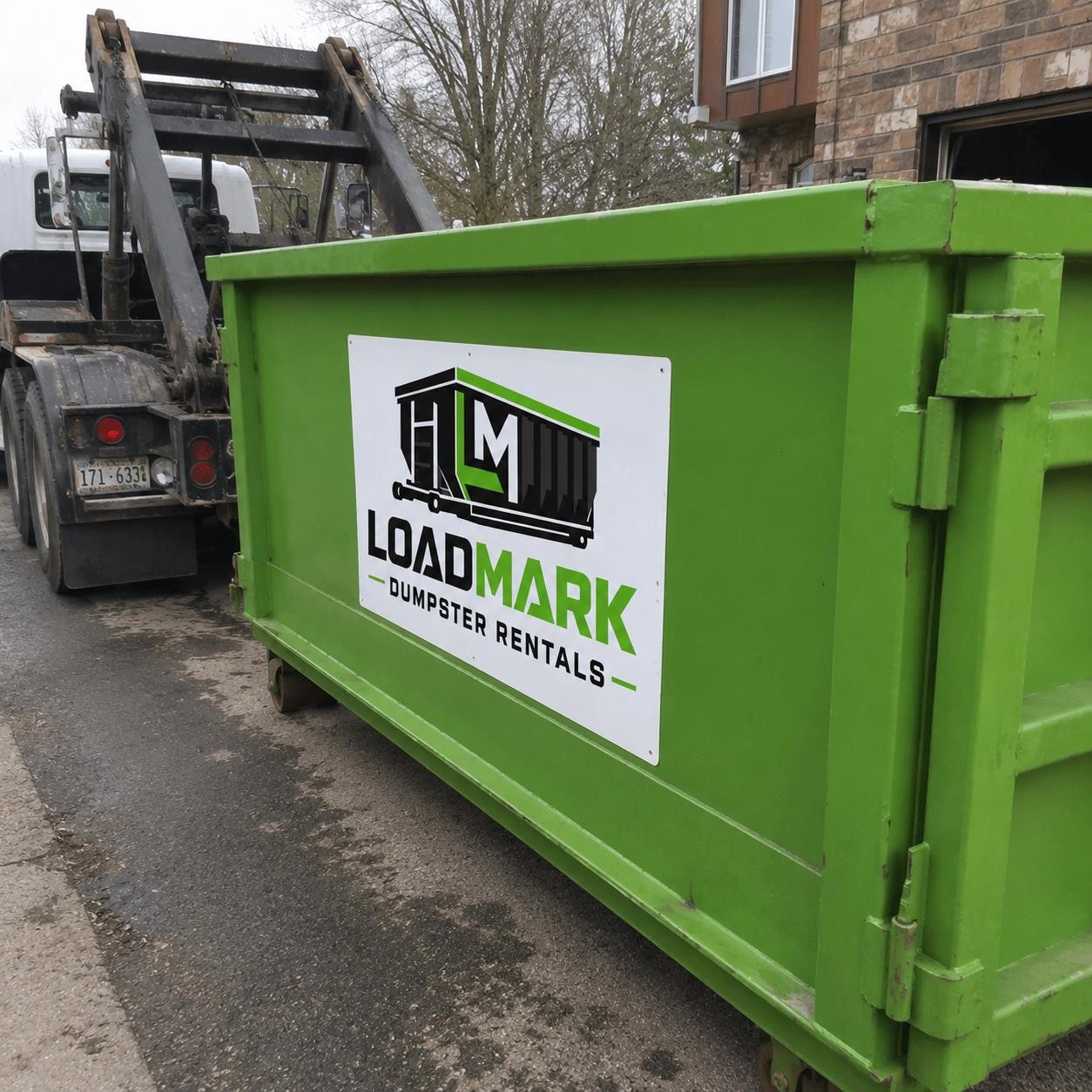 Loadmark Dumpster Rentals roll-off dumpster ready for a cleanup project in Manteca, CA